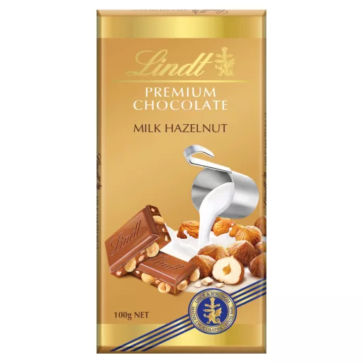 Lindt tejcsokoládé pörkölt egész mogyoróval 100 g