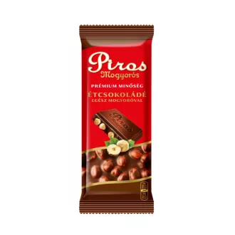 Piros Mogyorós étcsokoládé egész mogyoróval 70 g