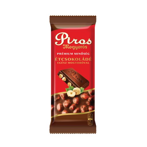 Piros Mogyorós táblás étcsokoládé 70g egész mogyoróval