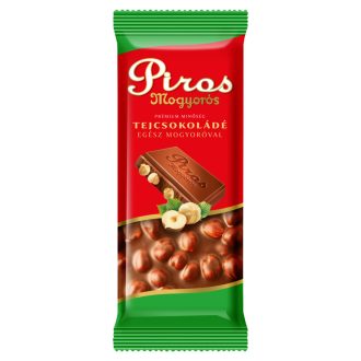   Piros Mogyorós táblás tejcsokoládé 70g egész mogyoróval