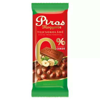   Piros Mogyorós táblás tejcsokoládé 70g hozzáadott cukor nélkül