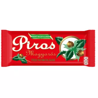   Piros Mogyorós táblás tejcsokoládé 70g egész mogyoróval Retro