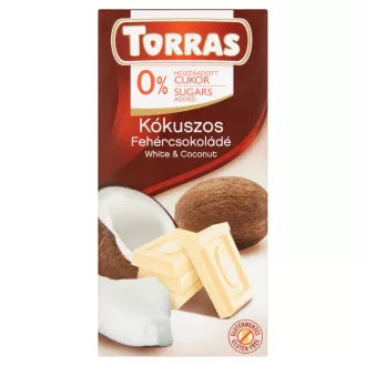   Torras kókuszos fehércsokoládé hozzáadott cukor nélkül, édesítőszerrel 75 g
