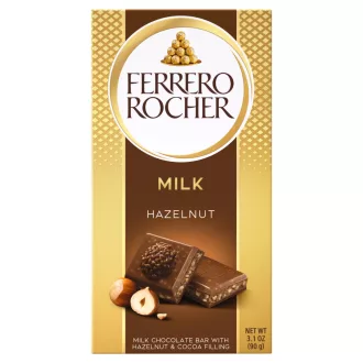   Ferrero Rocher Milk Prémium táblás tejcsokoládé mogyorós töltelékkel és mogyoródarabkákkal 90 g