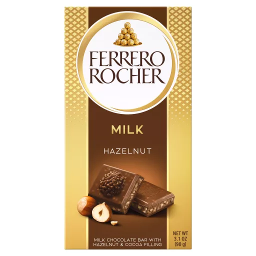 Ferrero Rocher Milk Prémium táblás tejcsokoládé mogyorós töltelékkel és mogyoródarabkákkal 90 g