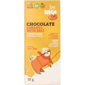 Fudgio táblás tejcsokoládé 50g sós karamellás Bio