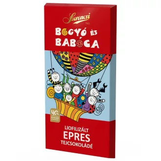   Szerencsi táblás tejcsokoládé 90g Bogyó&Babóca liofilizált eperrel
