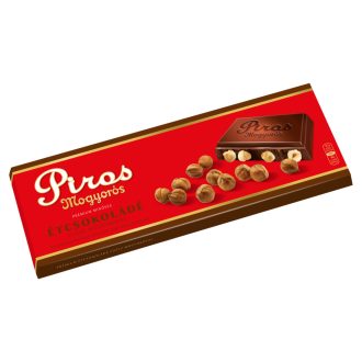   Piros Mogyorós táblás étcsokoládé 225g egész mogyoróval