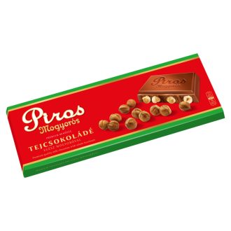   Piros Mogyorós táblás tejcsokoládé 225g egész mogyoróval