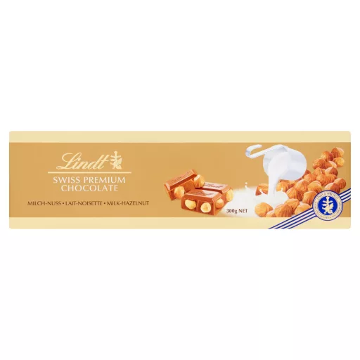 Lindt svájci tejcsokoládé pörkölt egész mogyoróval 300 g