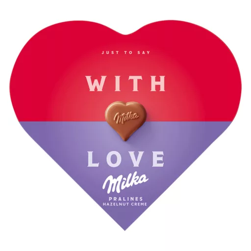 Milka I love Milka alpesi tejcsokoládé praliné mogyorós krémtöltelékkel 44 g