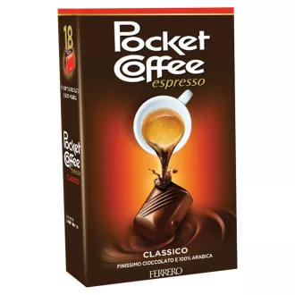   Pocket Coffee csokoládé és tejcsokoládé praliné folyékony kávéval töltve 18 db 225 g