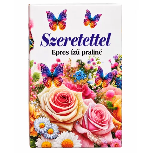 Szeretettel csokoládé desszert 120g epres ízű virágos