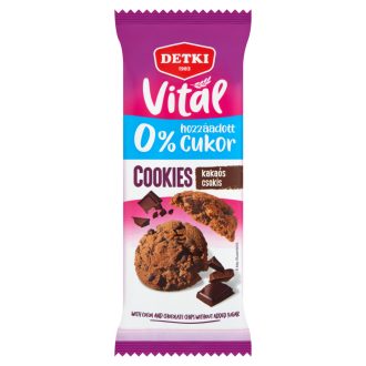   Detki Vital kakaós omlós keksz csokoládé darabokkal, édesítőszerekkel cukor hozzáadása nélkül 130  g