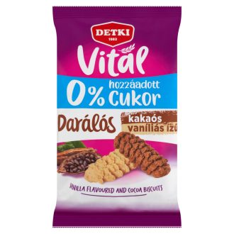   Detki Vital darálós kakaós-vaníliás ízű keksz hozzáadott cukor nélkül, édesítőszerekkel 180 g