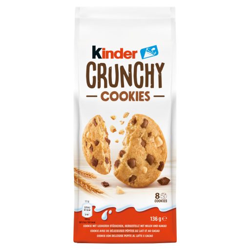 Kinder Crunchy Cookies sütemény, tejes darabkákkal és kakaós darabkákkal 136 g