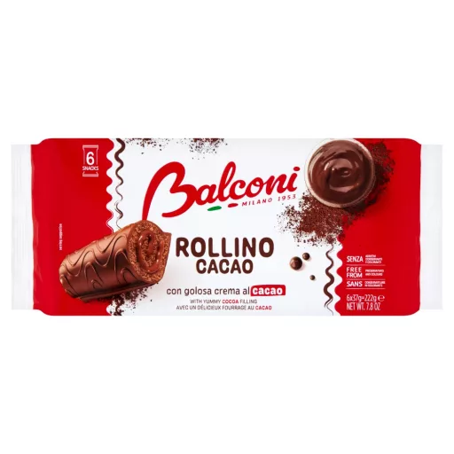 Balconi piskótatekercs 222g rollino cacao - csokimártott kakaós kr. 6x37g
