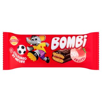   Bombi kakaós bevonómasszába mártott puszedli vegyes gyümölcsös-epres töltelékkel 50 g 