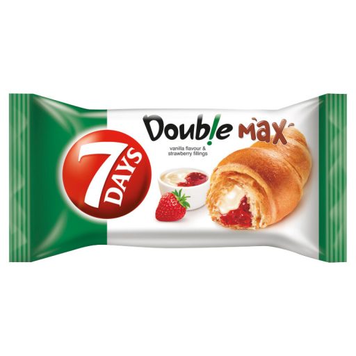 7DAYS Double Max croissant vanília ízű és eper töltelékkel 80 g