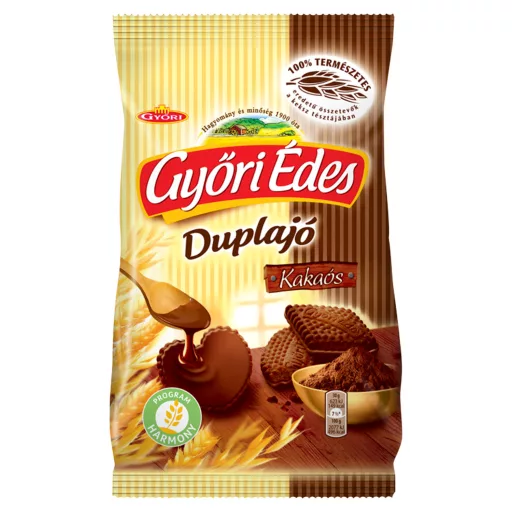 Győri Édes Duplajó Kakaós Bevonómasszával Talpán Mártott, Kakaós, Omlós Keksz 150 G