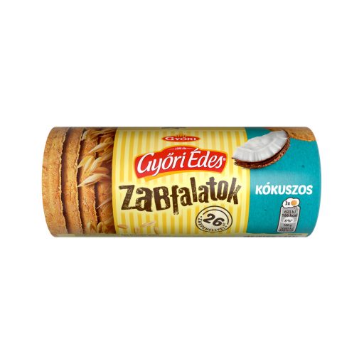 Győri Édes Zabfalatok kókuszos, zabpelyhes, omlós keksz 188 g