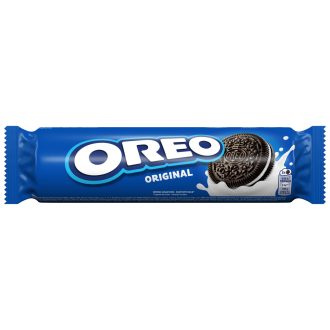   OREO Original Vaníliaízű Töltött Keksz, vegetáriánusok is fogyaszthatják, 14 db keksz 154 g