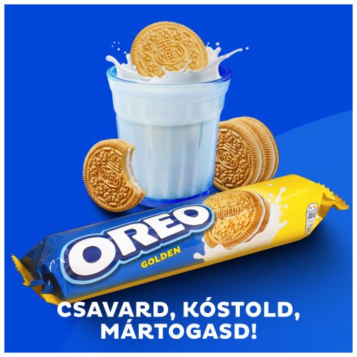 OREO Golden Vaníliaízű Töltött Keksz, vegetáriánusok is fogyaszthatják, 14 db keksz 154 g