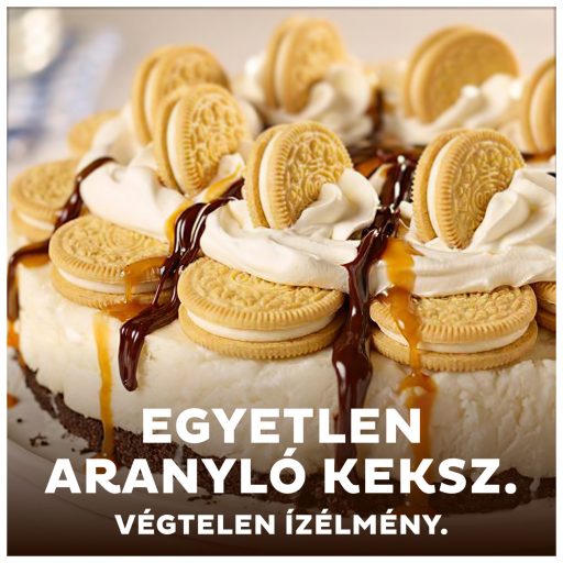 OREO Golden Vaníliaízű Töltött Keksz, vegetáriánusok is fogyaszthatják, 14 db keksz 154 g