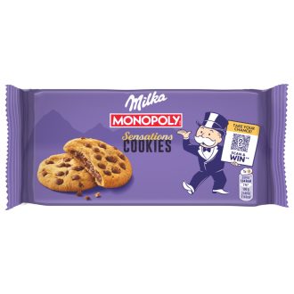   Milka Cookies Sensations keksz alpesi tejcsokoládé darabokkal és tejcsokoládés töltelékkel 156 g