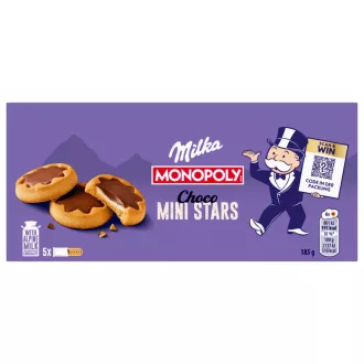   Milka Choco Mini Stars tejes krémmel töltött keksz tejcsokoládéval 185 g