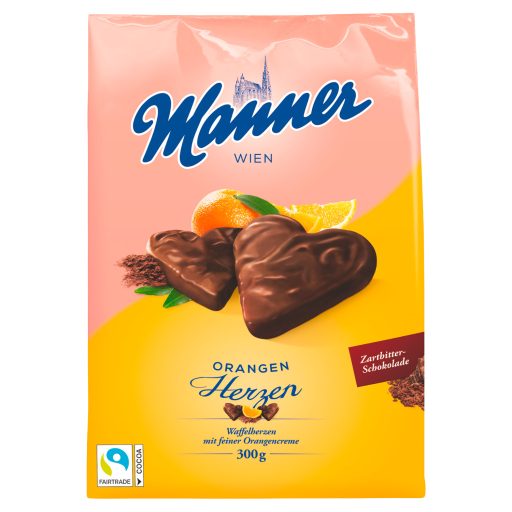 Manner narancskrémmel töltött ropogós ostyaszeletek csokoládéval bevonva 300 g