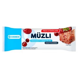   Cornexi nexi piros gyümölcsös müzliszelet  édesítőszerrel, hozzáadott cukor nélkül 25 g