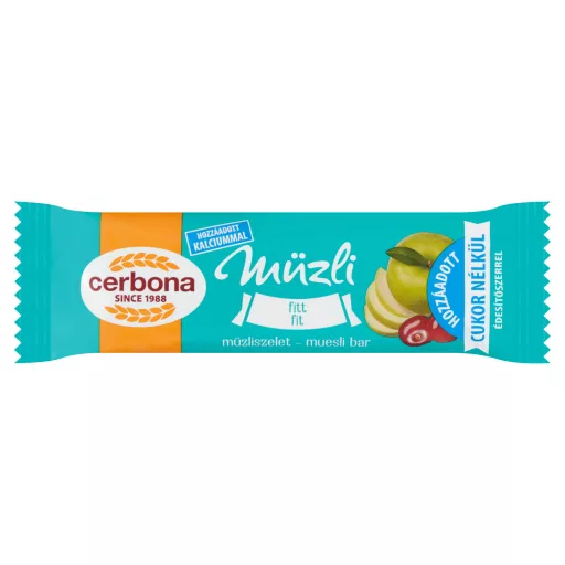 Cerbona Fitt müzliszelet hozzáadott kalciummal, hozzáadott cukor nélkül, édesítőszerrel 20 g