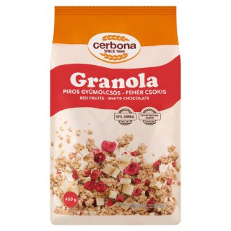 Cerbona piros gyümölcsös-fehér csokis granola 450 g