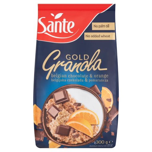 Sante Granola Gold teljes kiőrlésű cereáliapelyhek belga csokoládé-narancs ízben 300 g