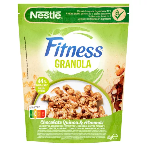 Fitness granola ropogós gabonafalatok zabpehellyel, csokoládéval, mandulával, quinoával 300 g
