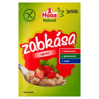 Haas Natural zabkása 50g epres gm,lm,vegán