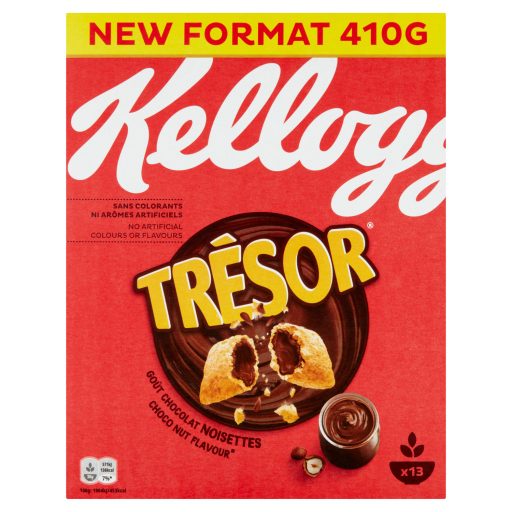 Kellogg's Trésor vegyes gabonákból készült párnák csokoládés mogyorós töltelékkel 410 g
