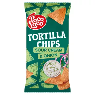   Poco Loco Tortilla Chips hagymás-tejfölös ízesítésű kukorica snack 200 g
