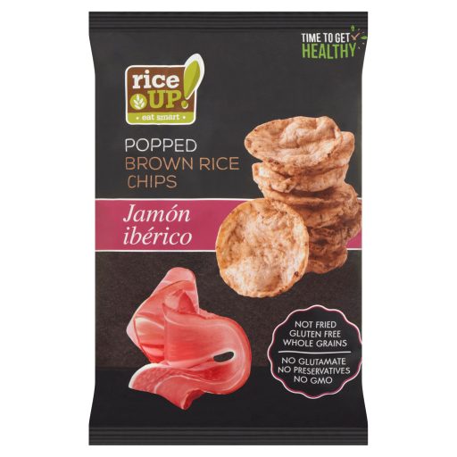 RiceUp! Eat Smart teljes kiőrlésű barna rizs chips ibériai sonka ízesítéssel 60 g