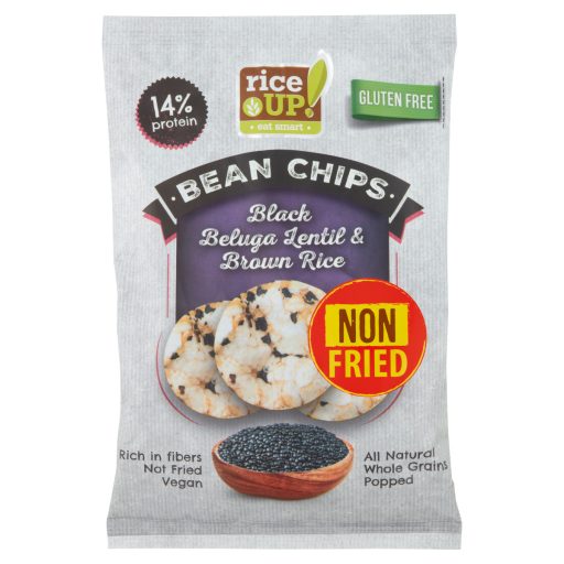 RiceUp! teljes kiőrlésű barna rizs chips fekete Beluga lencsével 60 g