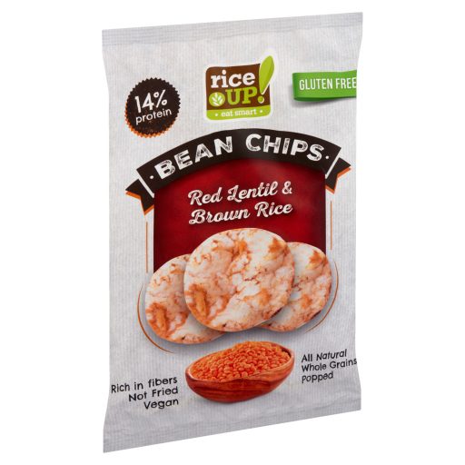 RiceUp! Eat Smart teljes kiőrlésű gluténmentes barna rizs chips vöröslencsével 60 g