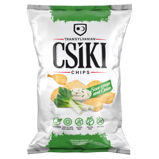Csíki Csipsz hagymás-tejfölös ízesítésű burgonyacsipsz 125 g