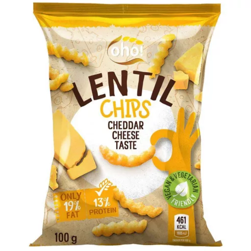 OHO! lencsechips 100g cheddar vegán