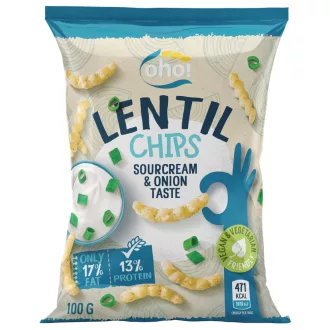 OHO! lencsechips 100g vöröshagymás-tejfölös vegán