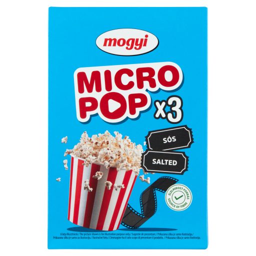 Mogyi Micro Pop sós, mikrohullámú sütőben elkészíthető pattogatni való kukorica 3 x 100 g (300 g)
