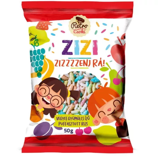 Retro Zizi Zizzzzenj rá 50g vegyes gyümölcsízű cukorbevonattal