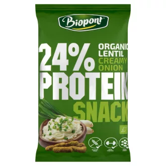  Biopont Protein Snack gluténmentes bio lencse flips joghurtos-hagymás ízesítéssel 50 g