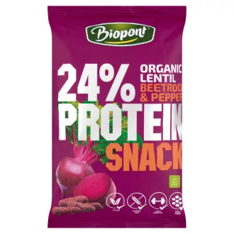   Biopont Protein Snack gluténmentes bio lencse flips céklás-borsos fűszerezéssel 50 g