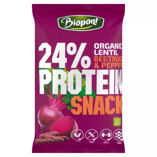 Biopont Protein Snack gluténmentes bio lencse flips céklás-borsos fűszerezéssel 50 g